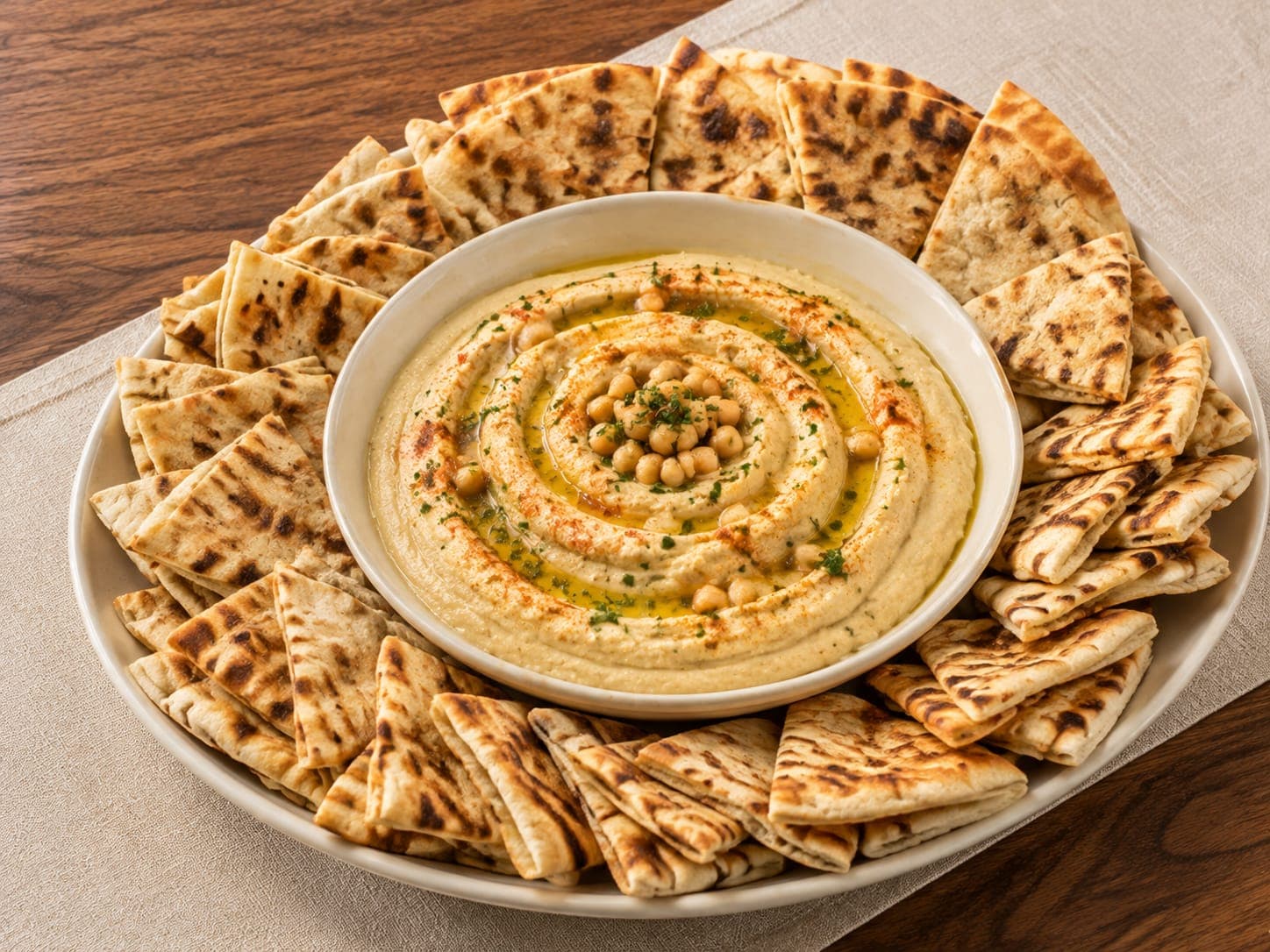 Hummus and pita platter from iJava Cafe catering, San Jose