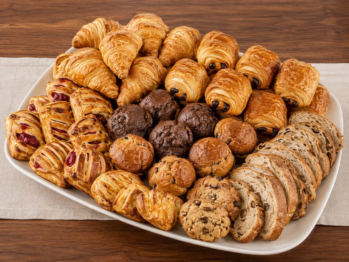 Fresh-baked pastry platter from iJava Cafe catering, San Jose
