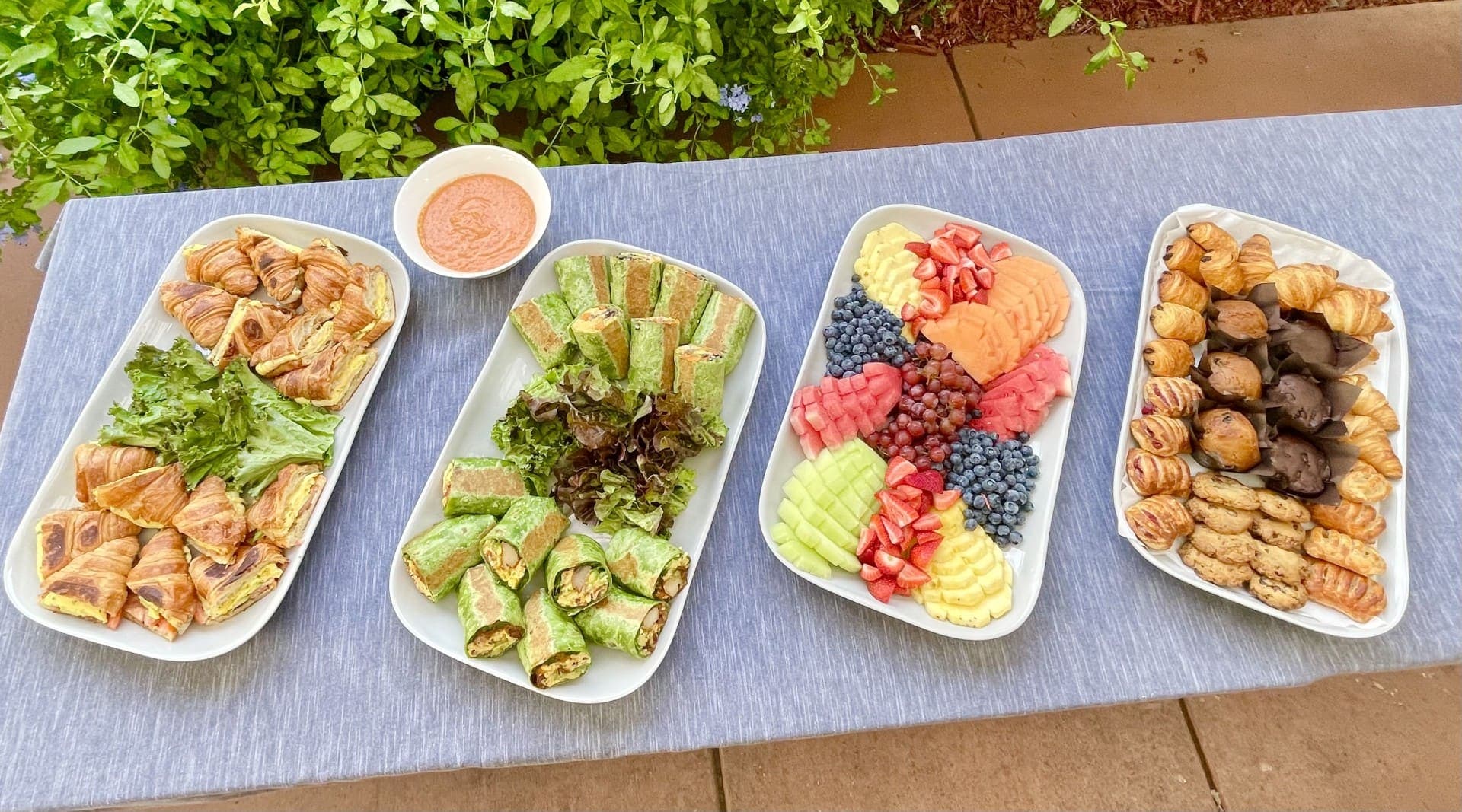 Catering breakfast spread at iJava Cafe, San Jose