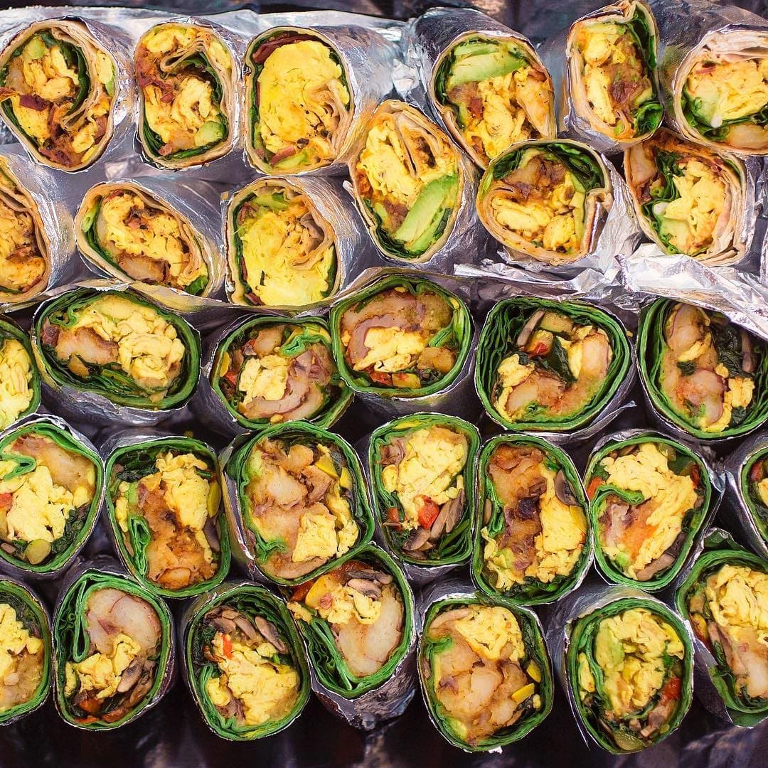 Catering breakfast burrito assortment at iJava Cafe, San Jose