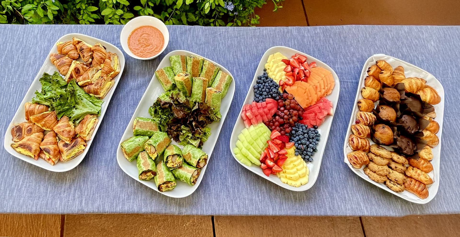 Catering breakfast spread at iJava Cafe, San Jose